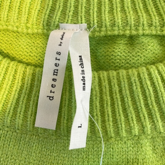 NWT Dreamers Green Knit Cropped Crewneck Sweater Top - Picture 7 of 9